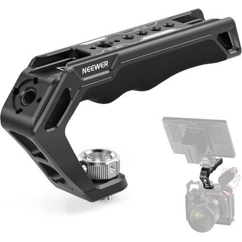 NEEWER Poignée Supérieure avec Positionnement Arri 3/8", Poignée en Silicone Confortable avec Filetages 1/4",3/8" et 3 Cold Shoes, Compatible avec SmallRig Poignées Caméra Cages Vidéo Rigs, CA007