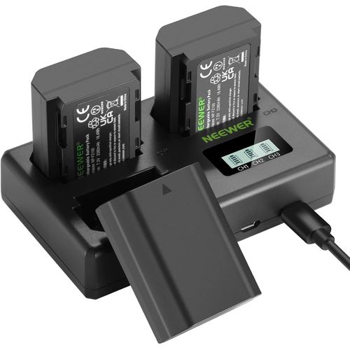 NEEWER NP-FZ100 Lot de 3 Batteries et Chargeur de Rechange 2280 mAh NP-FZ100 et Chargeur USB à Triple Emplacement Compatible avec Sony FX3,FX30,A1,A9,A9 II,A7R IV,A7S III,A7 III,A7 IV,A6600,A7C