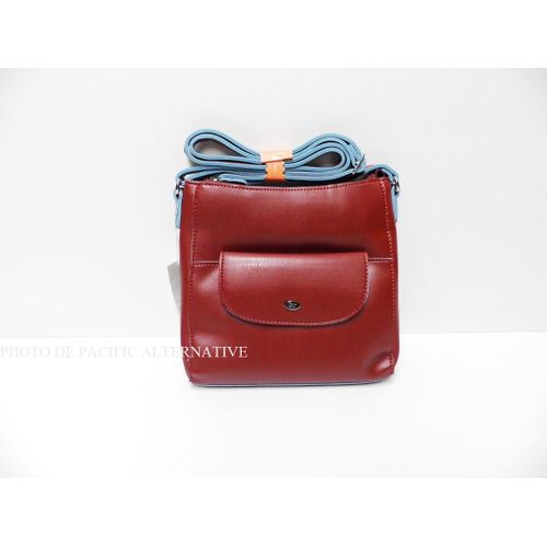 Sacoche sac a main bandouliere rouge bordeaux DAVID JONES femme besace NEUF #2