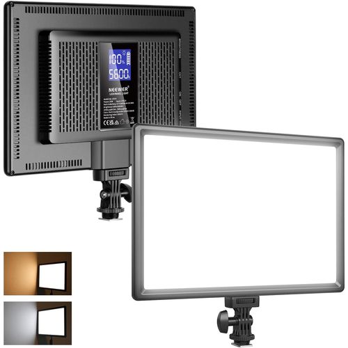 NEEWER Panneau Lumineux 192 LED, 20W Lumière Soft Ultra-Fine Bicolore Dimmable pour Caméra DSLR, Batterie Lithium Intégrée 8000mAh, 3200-5600K CRI97+ Éclairage pour Photo, Vidéo, Streaming en Direct