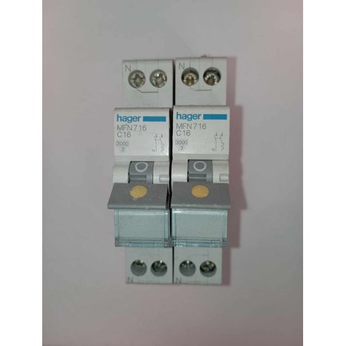 Disjoncteur Phase + Neutre 16A 3kA Courbe C bornes à vis 1 Module MFN716