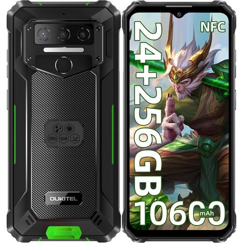 OUKITEL WP23 Plus Incassable 24 Go RAM + 256 Go ROM / 1 To 10600mAh 6.52" Android 14 Dual SIM/NFC/OTG/GPS Vert
