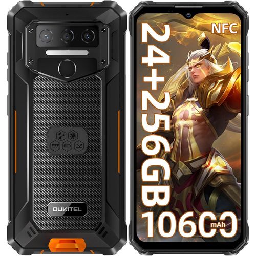 OUKITEL WP23 Plus Incassable 24 Go RAM + 256 Go ROM / 1 To Batterie 10600mAh, Écran 6.52", Android 14 Orange