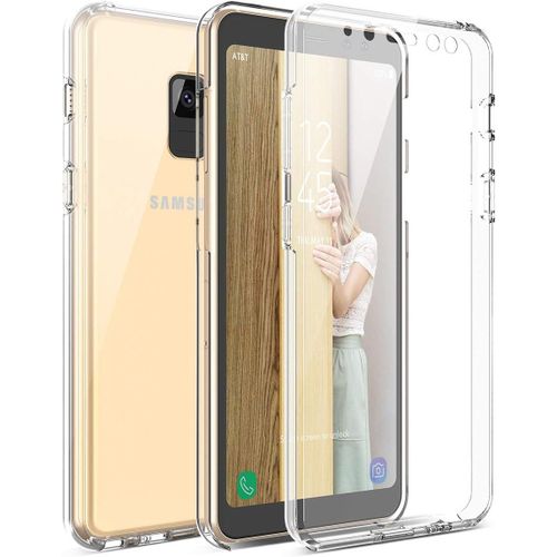 Pour Coque Samsung Galaxy A8 2018 360 Degrés Gel Silicone Tpu Souple Housse Etui De Protection + Protecteur D'écran Avec Absorption De Anti-Choc Cover - Transparente