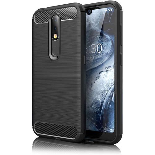 Housse Design Compatible Avec Nokia 4.2 Coque, Aspect Carbone Mince Protection Silicone Avec Texture Fibre De Carbone, Slim Case Anti-Choc Cover Protege Couverture Souple Bumper Portable - Noir