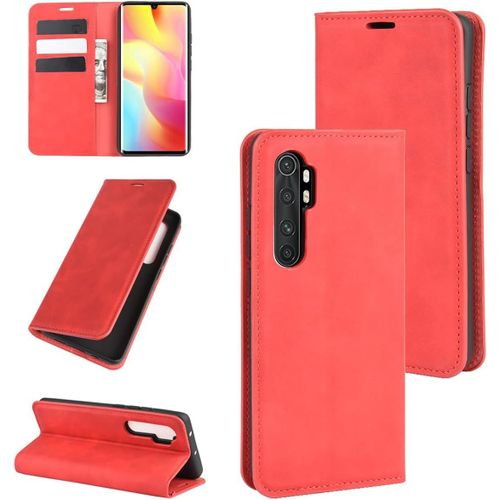 Haut Qualit Etui Pour Xiaomi Mi Note 10 Lite Coque Rabat Protection Housse Pochette Téléphone Pour Xiaomi Mi Note 10 Lite Antichoc Housse Folio Portefeuille Coque Rouge