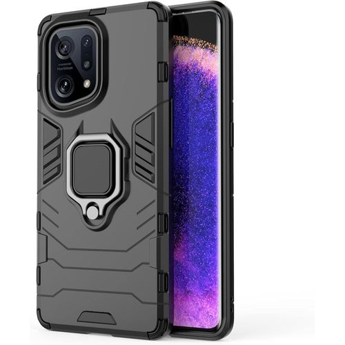 Coque Pour Oppo Find X5 Avec Support Rotatif, Qualité Militaire Anti-Chute Étui Protection Fonctionne Avec Support De Voiture Magnétique Bord En Tpu Souple, Noir