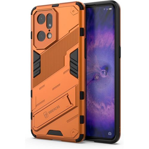 Coque Pour Oppo Find X5 Pro Avec Béquille Qualité Militaire Anti-Chute Protection Fonction De Support De Voiture Magnétique Housse Étui Pc Et Tpu, Orange