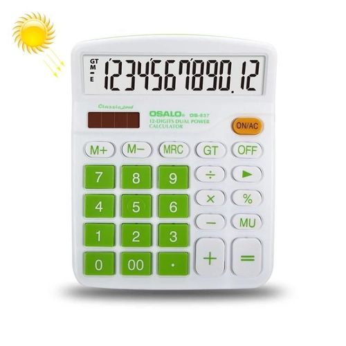 Calculatrice de bureau colorée-12 chiffres,solaire et double alimentation,OSALO OS-837VC