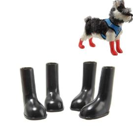 Bottes De Pluie Pour Animaux De Compagnie-Chaussures Pour Chiens Imperméables Et Antidérapantes,4 Pcs Ensemble,Noir/S-Noir,S