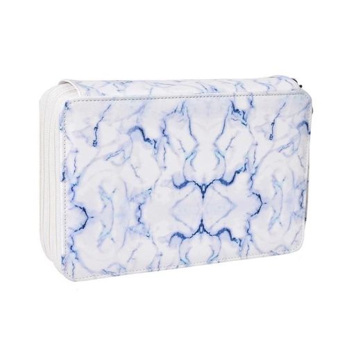 Trousse En Pu-216 Trous,4 Fermetures Éclair,Motif Marbré,