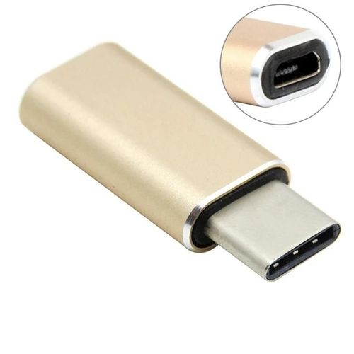 Adaptateur micro USB vers USB Type-C-Aluminium,Finition Or,Or