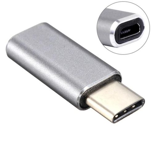 Adaptateur Micro USB vers USB-C-Convertisseur en aluminium,gris-gris