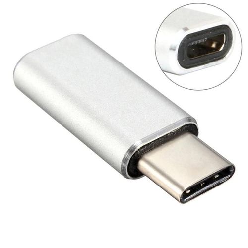 Adaptateur micro USB vers USB Type-C-Aluminium,Argent,Argent