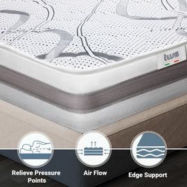 The White Stone Matelas Simple 100x190 Memory Foam orthopédique | Hauteur 27 cm | Made in Italy