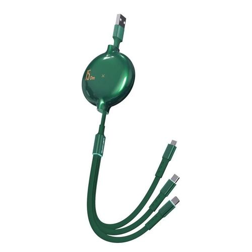 Câble De Charge Télescopique 3 En 1-8 Broches,Type-C,Micro Usb,1,5 M-