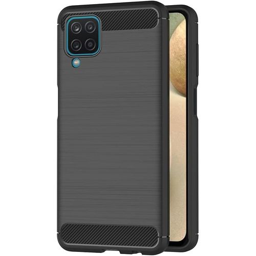 Coque Compatible Samsung Galaxy A12 4g / M12 4g, Noir Silicone Coque Pour Samsung A12 4g / M12 4g Housse Fibre De Carbone Etui Case 6,5 Pouces