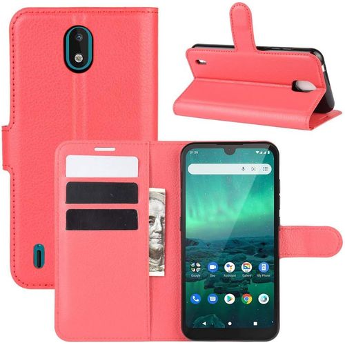 Coque Pour Nokia 1.3, Stand Pour Téléphone Portable Avec Emplacements Pour Cartes De Crédit Couvercle De Fermeture Magnétique,Pour Nokia 1.3 Housserouge