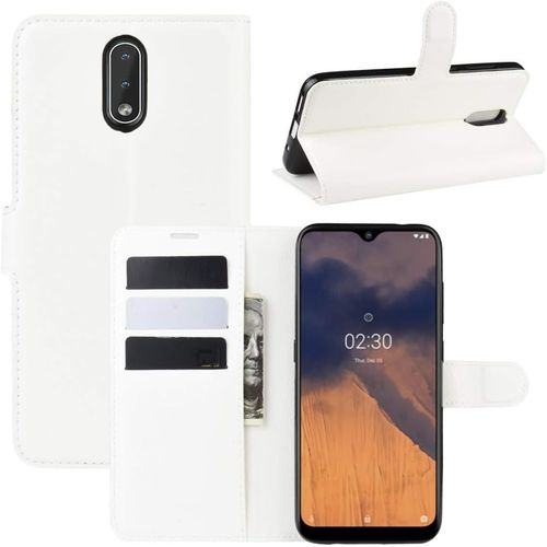 Coque Pour Nokia 2.3, Stand Pour Téléphone Portable/Avec Emplacements Pour Cartes De Crédit/Couvercle De Fermeture Magnétique,Pour Nokia 2.3 Housse Blanc