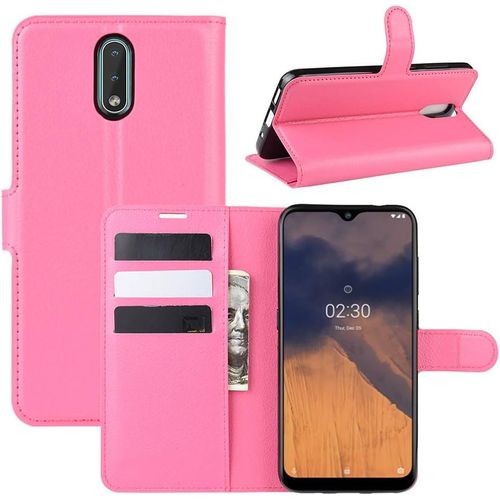 Coque Pour Nokia 2.3, Stand Pour Téléphone Portable/Avec Emplacements Pour Cartes De Crédit/Couvercle De Fermeture Magnétique,Pour Nokia 2.3 Housse Rouge Rose