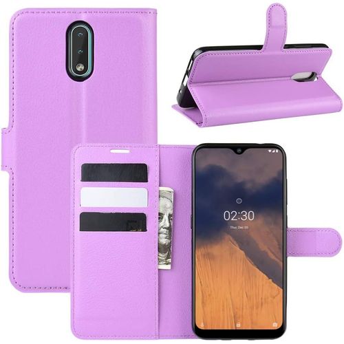 Coque Pour Nokia 2.3, Stand Pour Téléphone Portable/Avec Emplacements Pour Cartes De Crédit/Couvercle De Fermeture Magnétique,Pour Nokia 2.3 Housse Violet