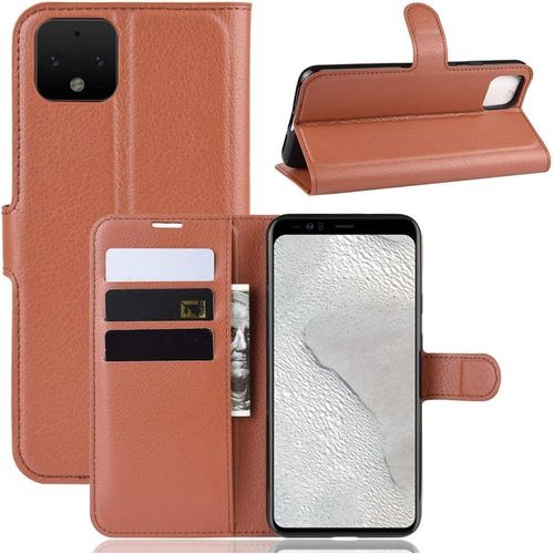 Coque Pour Google Pixel 4, Stand Pour Téléphone Portable/Avec Emplacements Pour Cartes De Crédit/Couvercle De Fermeture Magnétique,Pour Google Pixel 4 Housse Marron