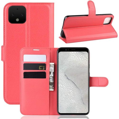 Coque Pour Google Pixel 4, Stand Pour Téléphone Portable/Avec Emplacements Pour Cartes De Crédit/Couvercle De Fermeture Magnétique,Pour Google Pixel 4 Housse Rouge
