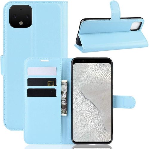 Coque Pour Google Pixel 4, Stand Pour Téléphone Portable/Avec Emplacements Pour Cartes De Crédit/Couvercle De Fermeture Magnétique,Pour Google Pixel 4 Housse Bleu