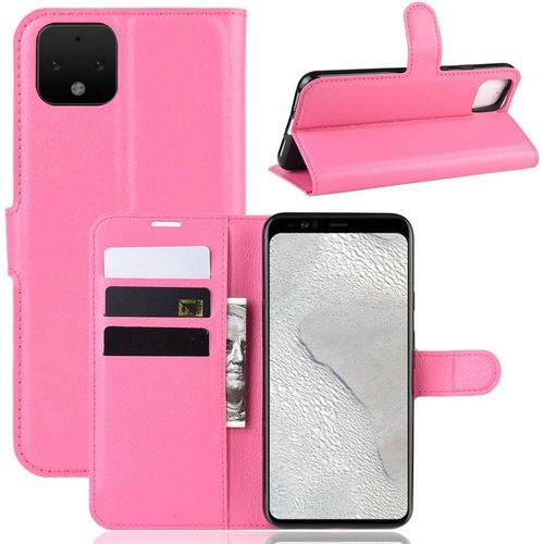 Coque Pour Google Pixel 4, Stand Pour Téléphone Portable/Avec Emplacements Pour Cartes De Crédit/Couvercle De Fermeture Magnétique,Pour Google Pixel 4 Housse Rouge Rose