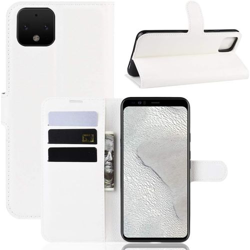 Coque Pour Google Pixel 4, Stand Pour Téléphone Portable/Avec Emplacements Pour Cartes De Crédit/Couvercle De Fermeture Magnétique,Pour Google Pixel 4 Housse Blanc