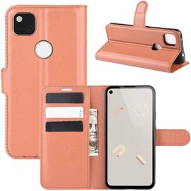 Coque Pour Google Pixel 4a, Stand Pour Téléphone Portable/Avec Emplacements Pour Cartes De Crédit/Couvercle De Fermeture Magnétique,Pour Google Pixel 4a Housse Marron
