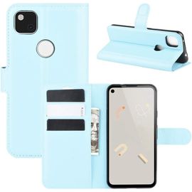 Coque Pour Google Pixel 4a, Stand Pour Téléphone Portable/Avec Emplacements Pour Cartes De Crédit/Couvercle De Fermeture Magnétique,Pour Google Pixel 4a Housse Bleu