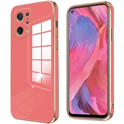 Coque Pour Oppo Find X5, Silicone Tpu Souple Placage Ultra Mince Housse Protection, Etui Oppo Find X5 Antichoc Anti-Rayures Rouge Camélia