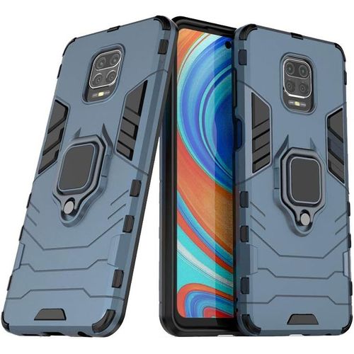 Etui Protection Coque Xiaomi Redmi Note 9 Pro Max, Pour Xiaomi Redmi Note 9s Coque Etui Antichoc Couverture Bague Support Magnétique Titulaire Pc Silicone Armure Hybride Case, Bleu