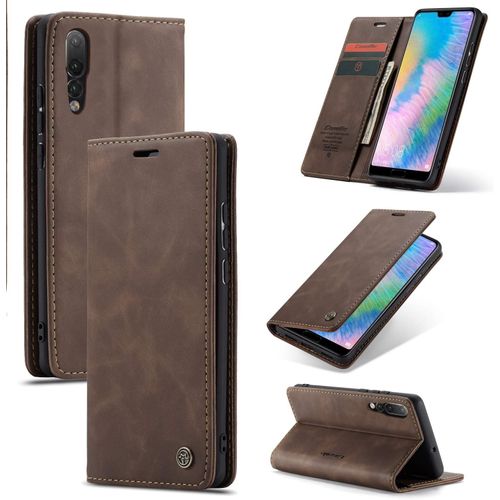 Coque Compatible Avec Huawei P20 Cover Cuir Housse Pochette Fonction Stand Ultra Mince Protection Antipoussière Case-Café