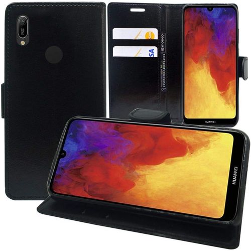 Etui Coque Housse Pour Huawei Y6 Pro 2019 6.09"" Etui Portefeuille Support Video Cuir Pu Couleur Noir