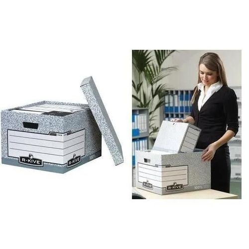Caisse Archives R-Kive System - Fellowes - Lot De 10 - Carton 100% Recyclé - Gris/Blanc