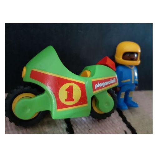 Playmobil Moto Avec Pilote De Course - Ref 6719 - 1.2.3 1-2-3 - 1er Âge