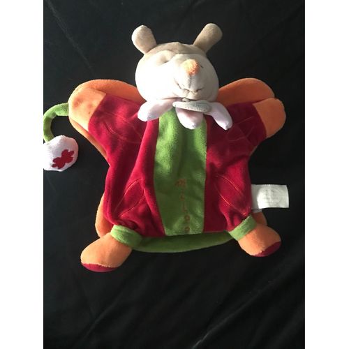 Doudou & Compagnie Marionnette Papillon Miloo Rouge Orange Vert Et Rose