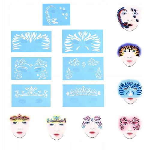 7x Pochoirs De Peinture Visage De Nombreux Motifs