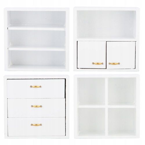 Armoire En Bois Avec Accessoires Pour Poupée 1:12 Mini Meuble Blanc