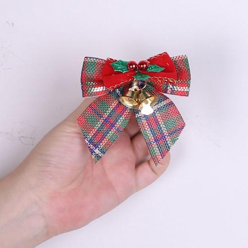 Mini noeud decoratif en lin, 12 pieces/paquet, decoration d'arbre de noel, feuille Jingle cloche, ornements de noel, artisanat