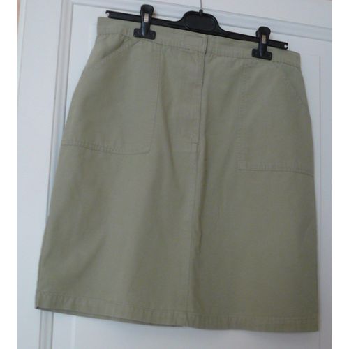 Jupe Taille 44 Mi-Longue Kaki Coton