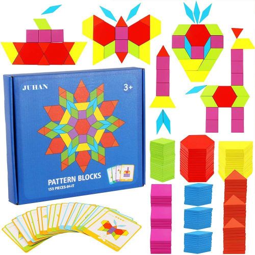 Puzzle En Bois Tangram, Jouets Montessori Éducatifs Classiques, 155 Pièces De Forme Géométrique Et 24 Cartes De Conception, Pour Les Petits Garçons Filles Enfant De 3 4 5 6 7 Ans