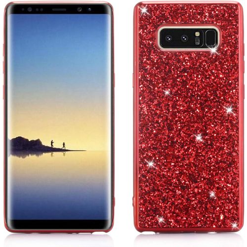 Coque Paillettes Pour Samsung Galaxy Note 8 2 In 1 Bling Glitter Sparkle Design Ultra Fine Mince Léger Case Bumper Housse Etui De Protection - Rouge