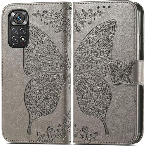 Coque Pour Xiaomi Redmi Note 11s, Stand Support, Porte-Cartes De Crédit, Premium Étui Housse En Cuir De Protection, Étui Housse Pour Xiaomi Redmi Note 11s. Gris