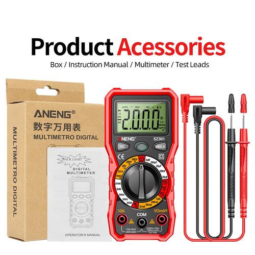 Multimètre numérique professionnel,SZ301,SZ302,voltmètre  automatique,AC,DC,220V,haute tension,puzzle,diode,testeur NCV - Type SZ301  red