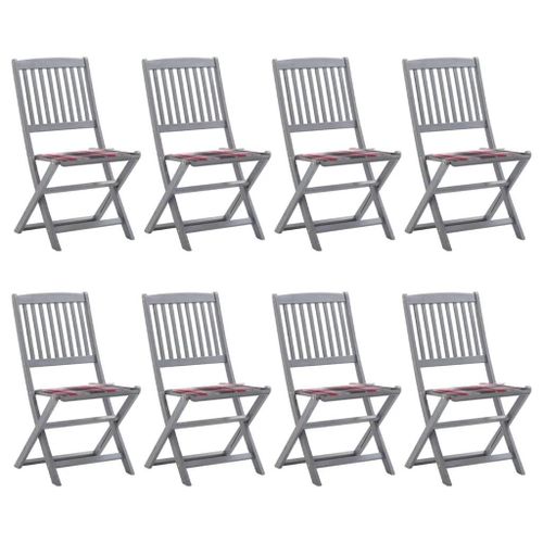 Prolenta Premium - Chaises Pliables D'extérieur Lot De 8 Et Coussins Bois D'acacia