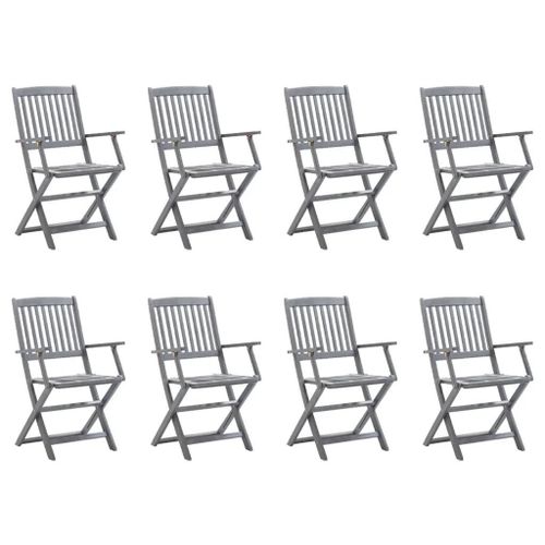 Prolenta Premium - Chaises Pliables D'extérieur Lot De 8 Et Coussins Bois D'acacia