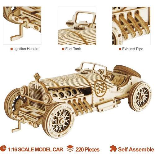 Car En Bois À Construire - 3d Puzzle Maquette Bois - Maquette Mécanique Pour Des Enfants Et Des Adulte (Grand Prix Car)